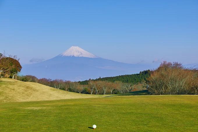 富士山與櫻花美景下的高爾夫球場